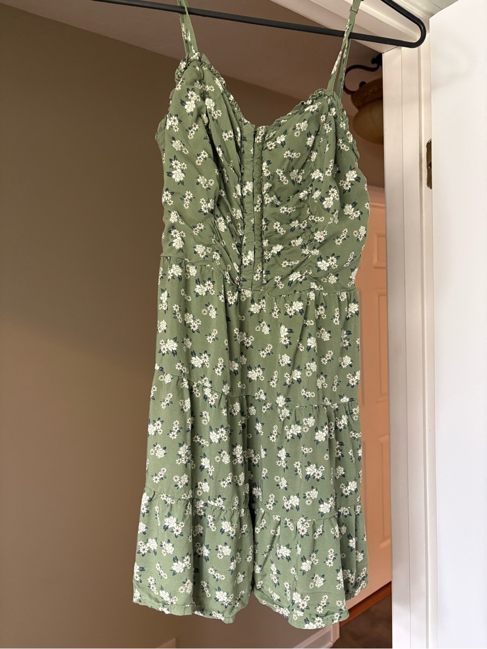 Aeropostale Olive Green Floral Smocked Sundress